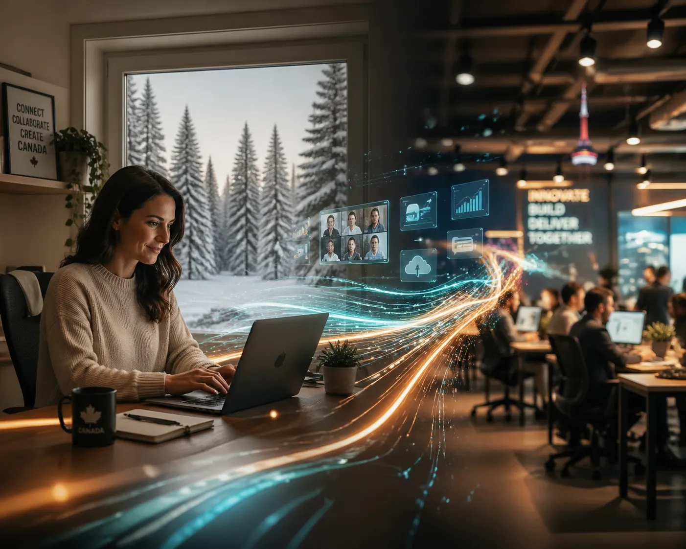 Integrating a remote Canadian team with a central cloud call center through secure digital connectivity.