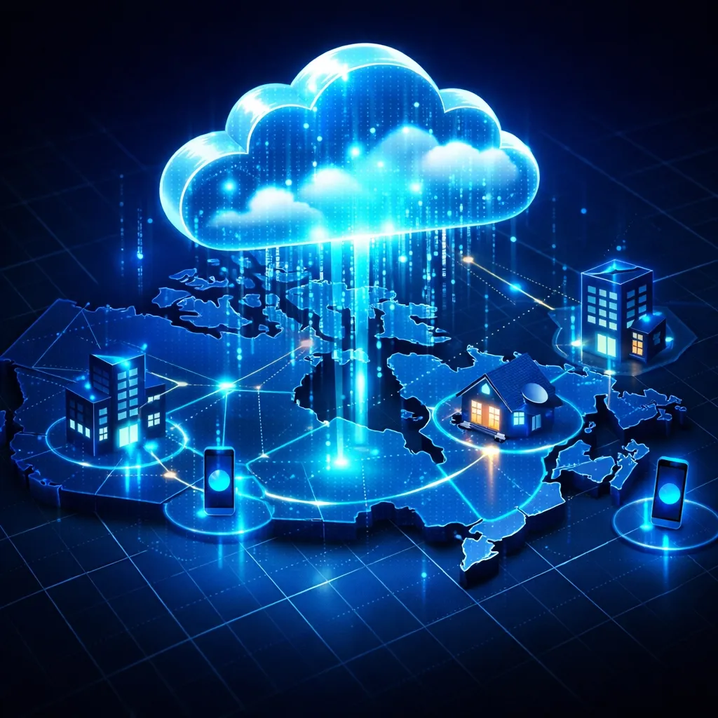 Reliable cloud PBX Canada network connecting remote workers and offices across a map of Canada.