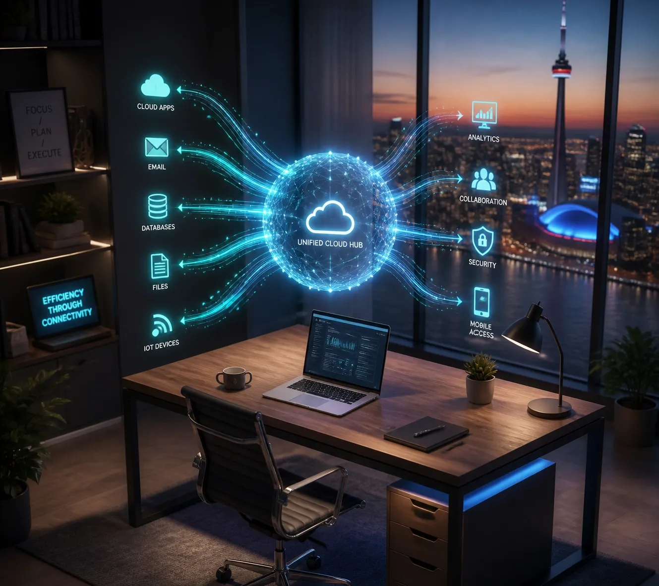 A modern Cloud PBX Canada interface representing a scalable and flexible cloud call center solution for remote work.