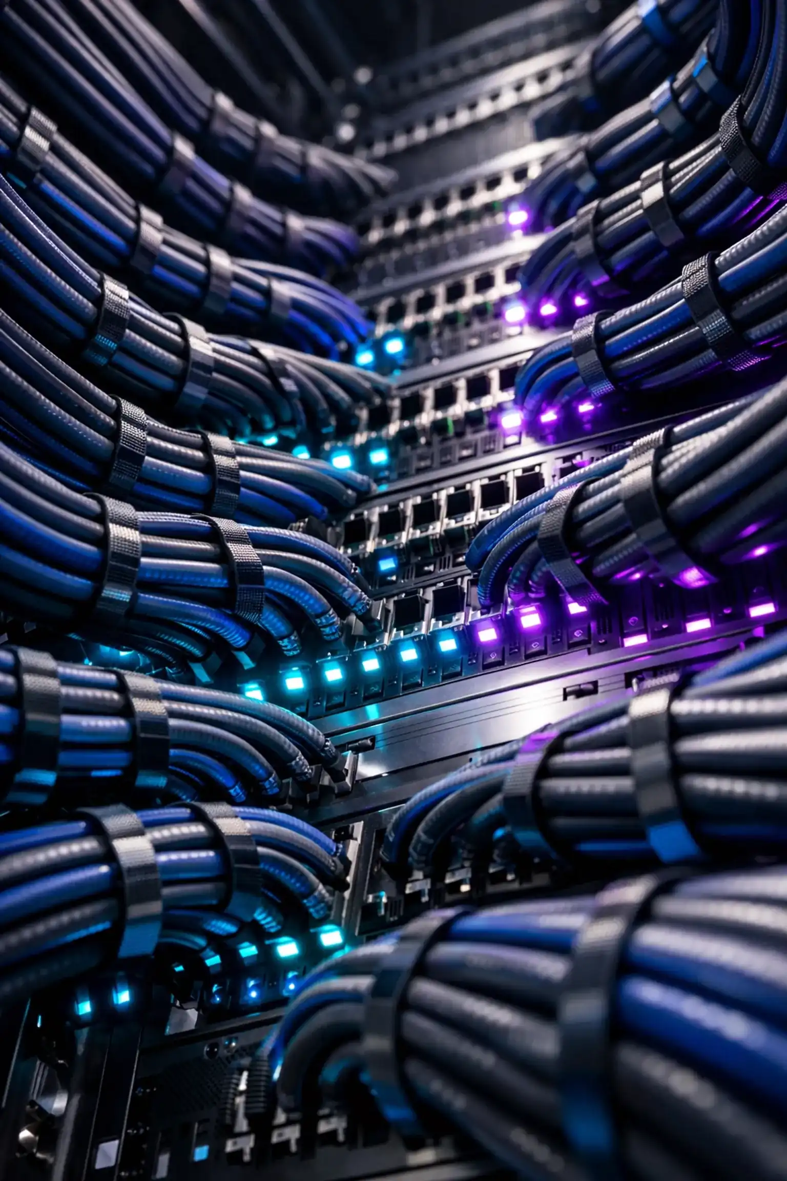 Professional structured cabling and network hardware ensuring high-quality business VoIP connections.