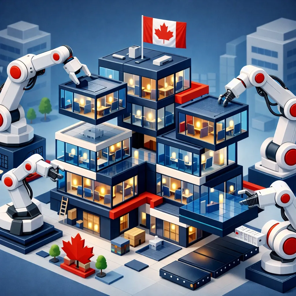 Scalable office building model showing the growth flexibility of cloud PBX for Canadian businesses.