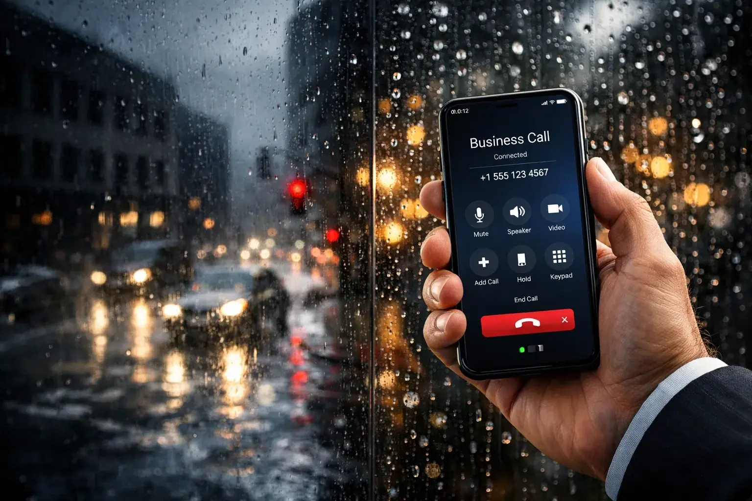 A smartphone running a business phone app during a power outage, demonstrating cloud PBX reliability.
