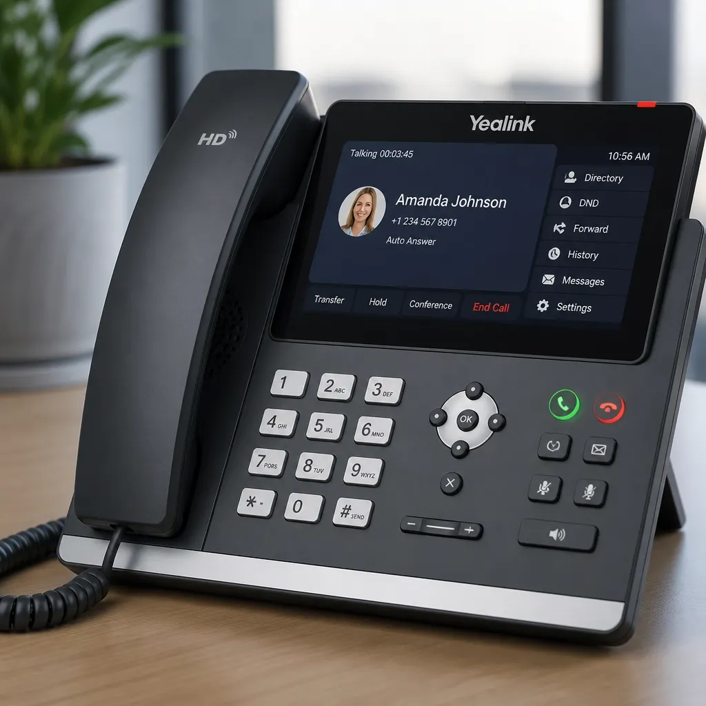 A high-quality enterprise IP phone used in modern business communications